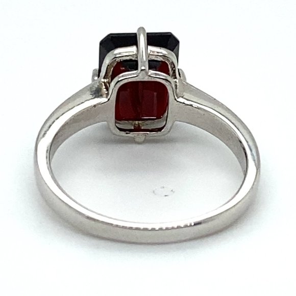 Pyrope 4.34ct Rhodium Finish Solid 925 Sterling Silver Ring - Picture 5 of 6